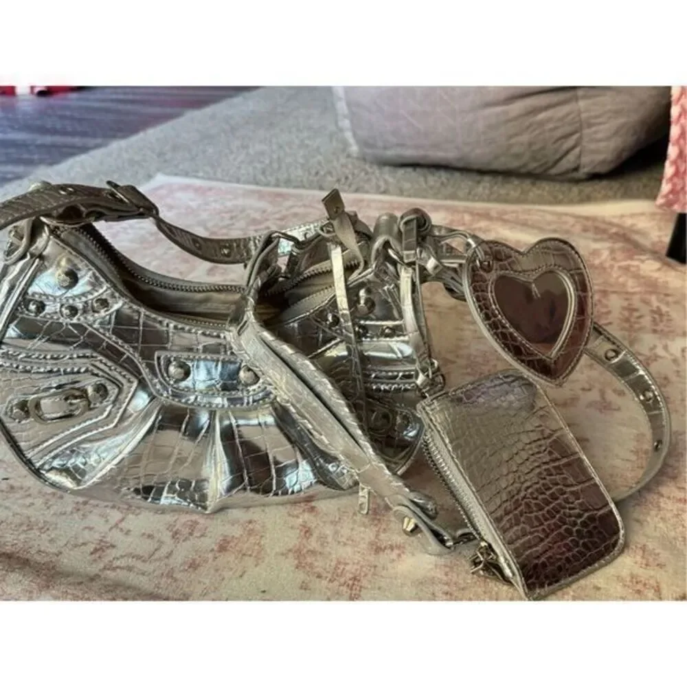 boho shoulder crossbody silver bag